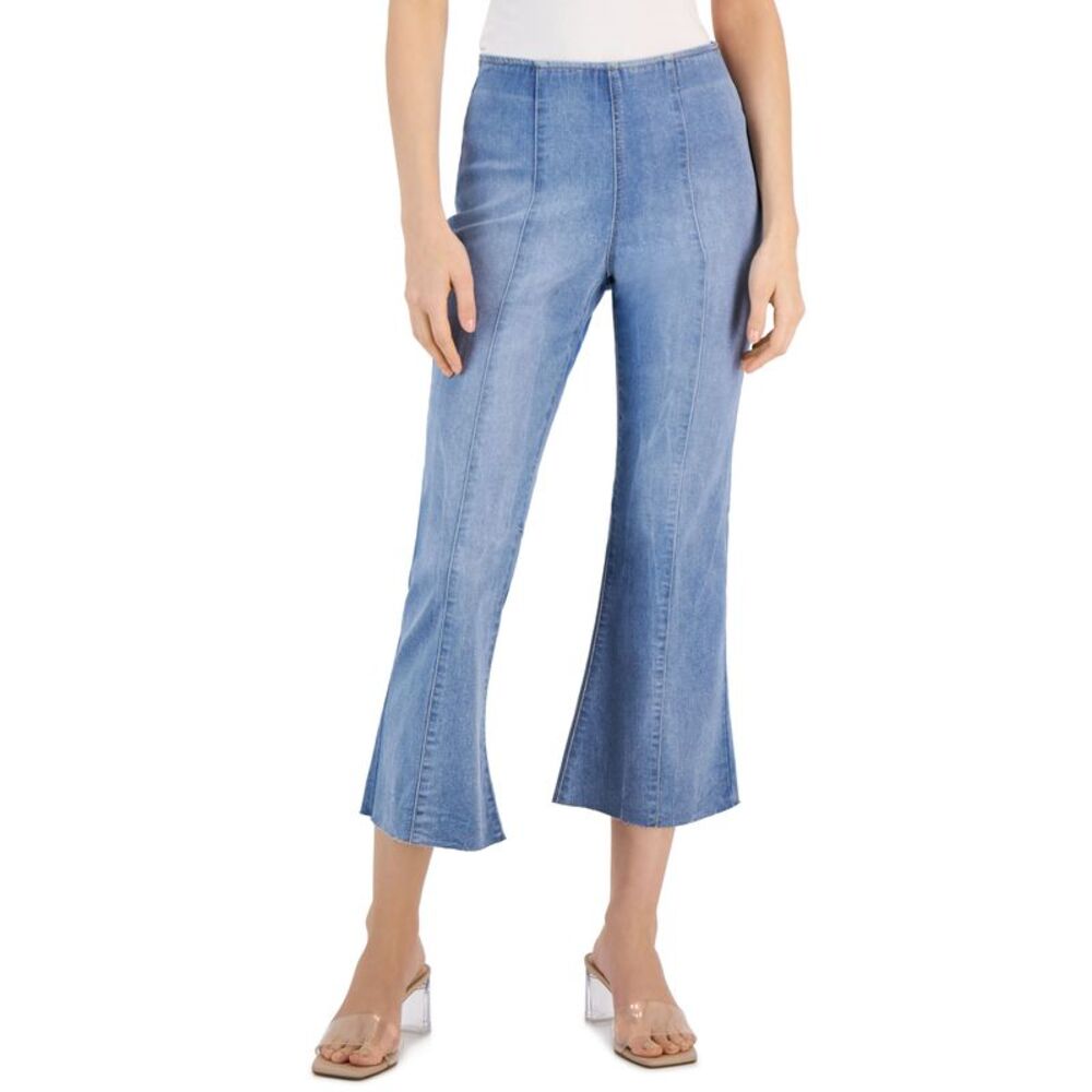 INC International Concepts Women's High-Rise Pull-On Flared Cropped Jeans